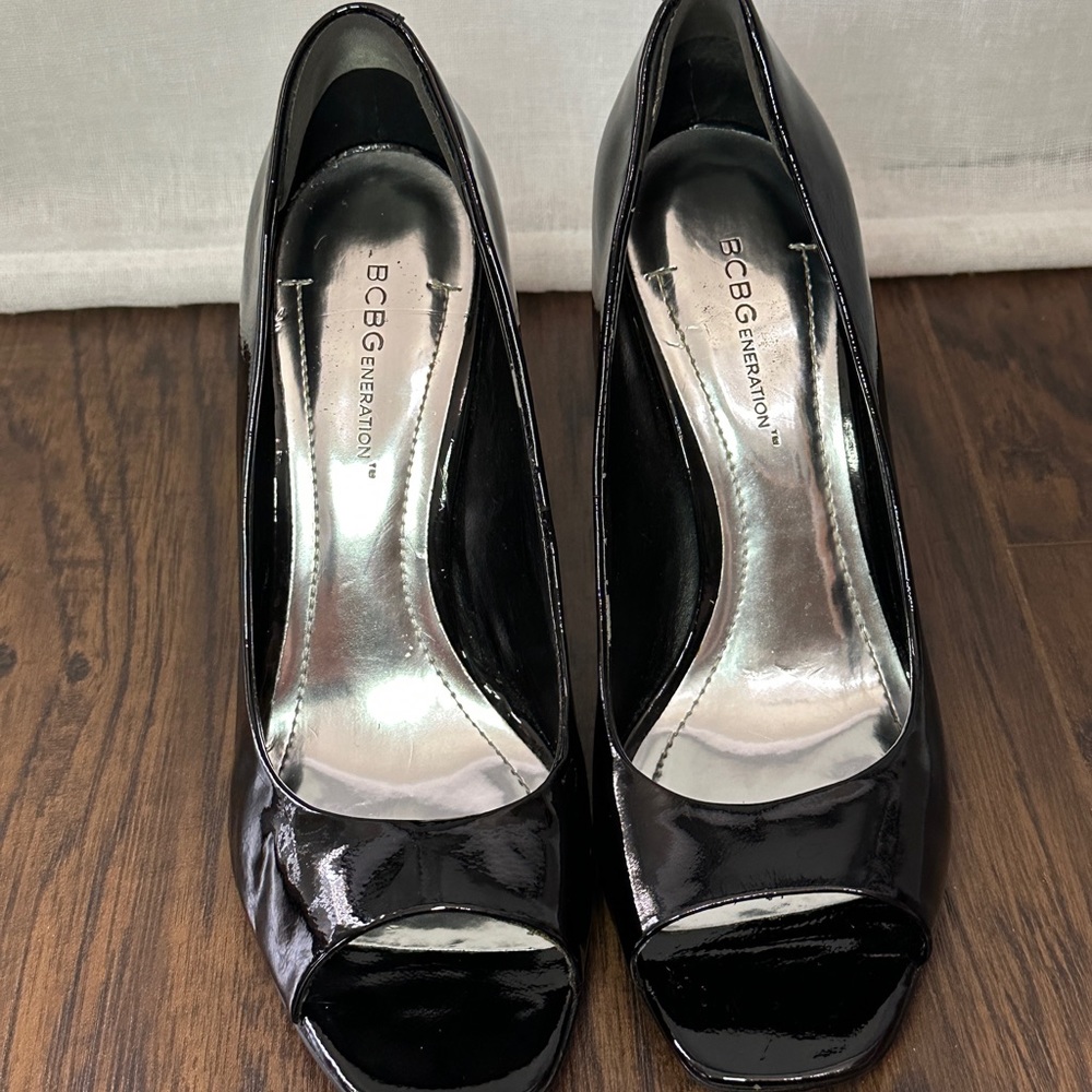 BCBGeneration Leather Peep Toe Heels